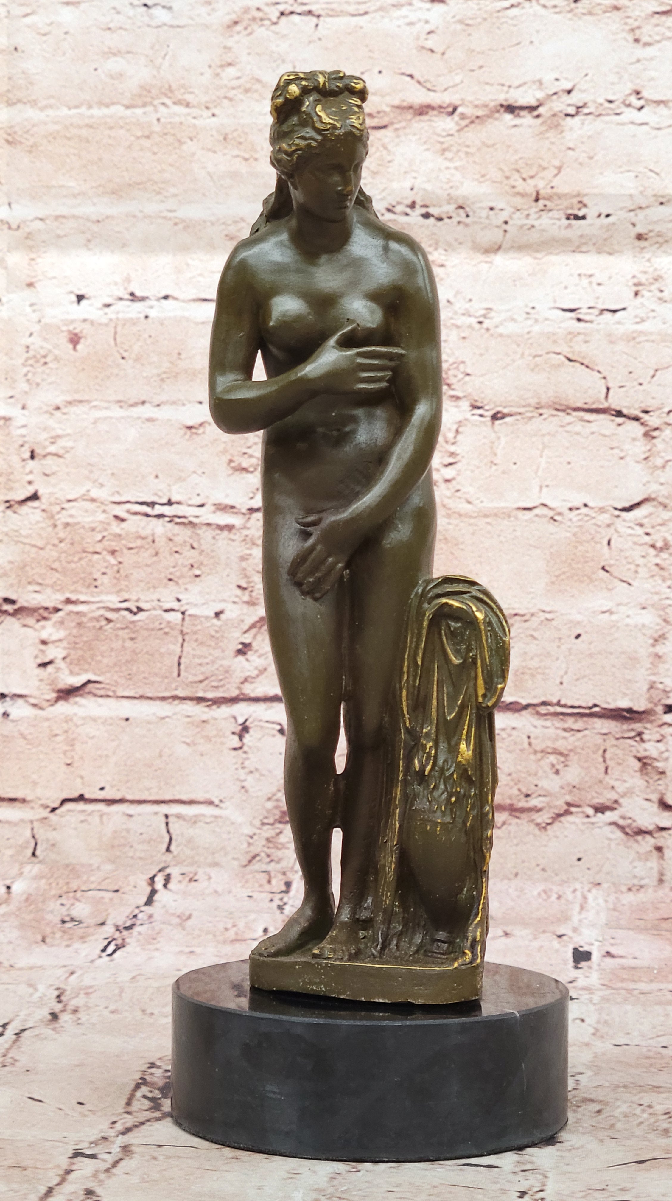 Bronze Sculpture of Venus – Classical Nude Female Figure on Marble Base