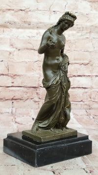 Nude Venus Goddess of Beauty w/ Cupid - Bronze on Marble Base