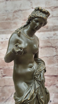 Nude Venus Goddess of Beauty w/ Cupid - Bronze on Marble Base