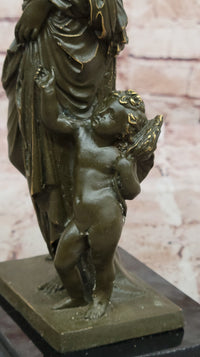 Nude Venus Goddess of Beauty w/ Cupid - Bronze on Marble Base