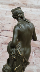 Nude Venus Goddess of Beauty w/ Cupid - Bronze on Marble Base