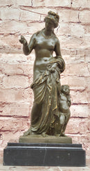Nude Venus Goddess of Beauty w/ Cupid - Bronze on Marble Base