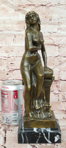 Original Jean Patoue Neoclassical Sitting Woman Female Bronze Sculpture Statue