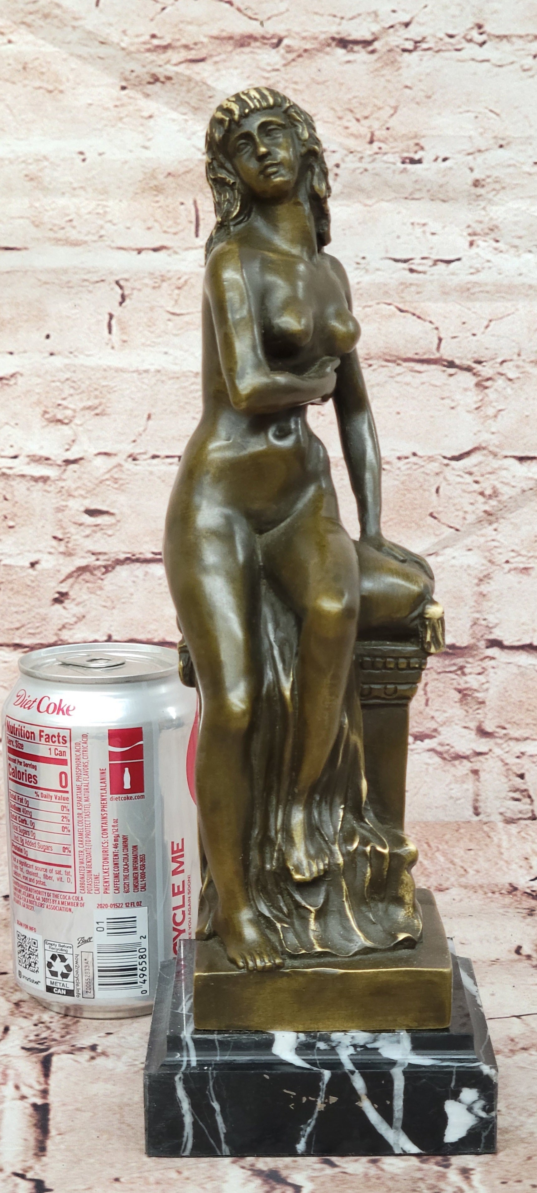 Original Jean Patoue Neoclassical Sitting Woman Female Bronze Sculpture Statue