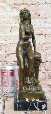 Original Jean Patoue Neoclassical Sitting Woman Female Bronze Sculpture Statue