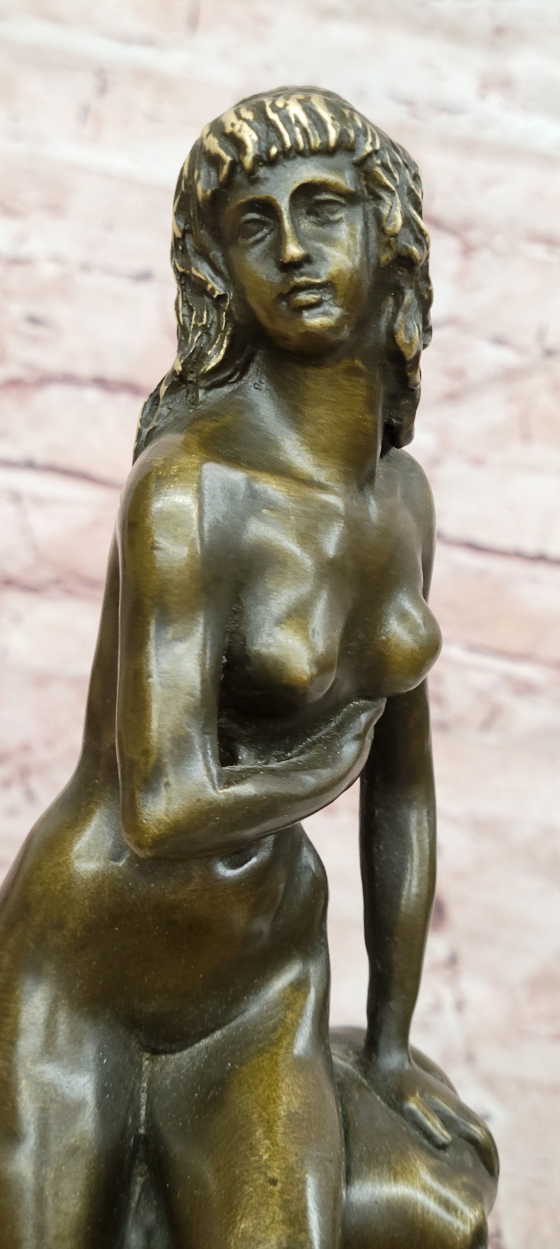 Original Jean Patoue Neoclassical Sitting Woman Female Bronze Sculpture Statue