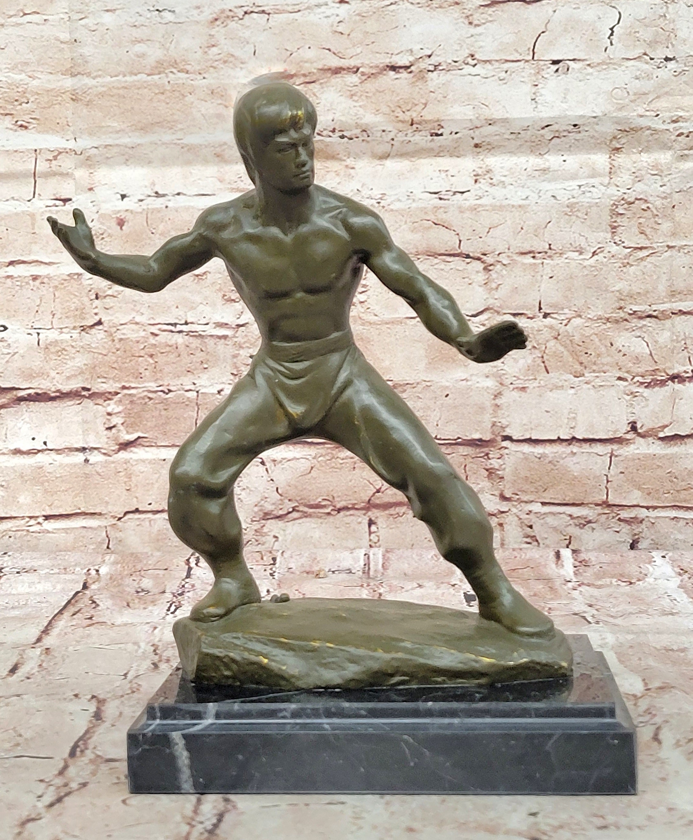 Bruce Lee Martial Artist Bronze Sculpture - Kung Fu Karate Art