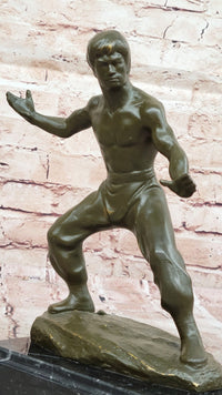 Bruce Lee Martial Artist Bronze Sculpture - Kung Fu Karate Art