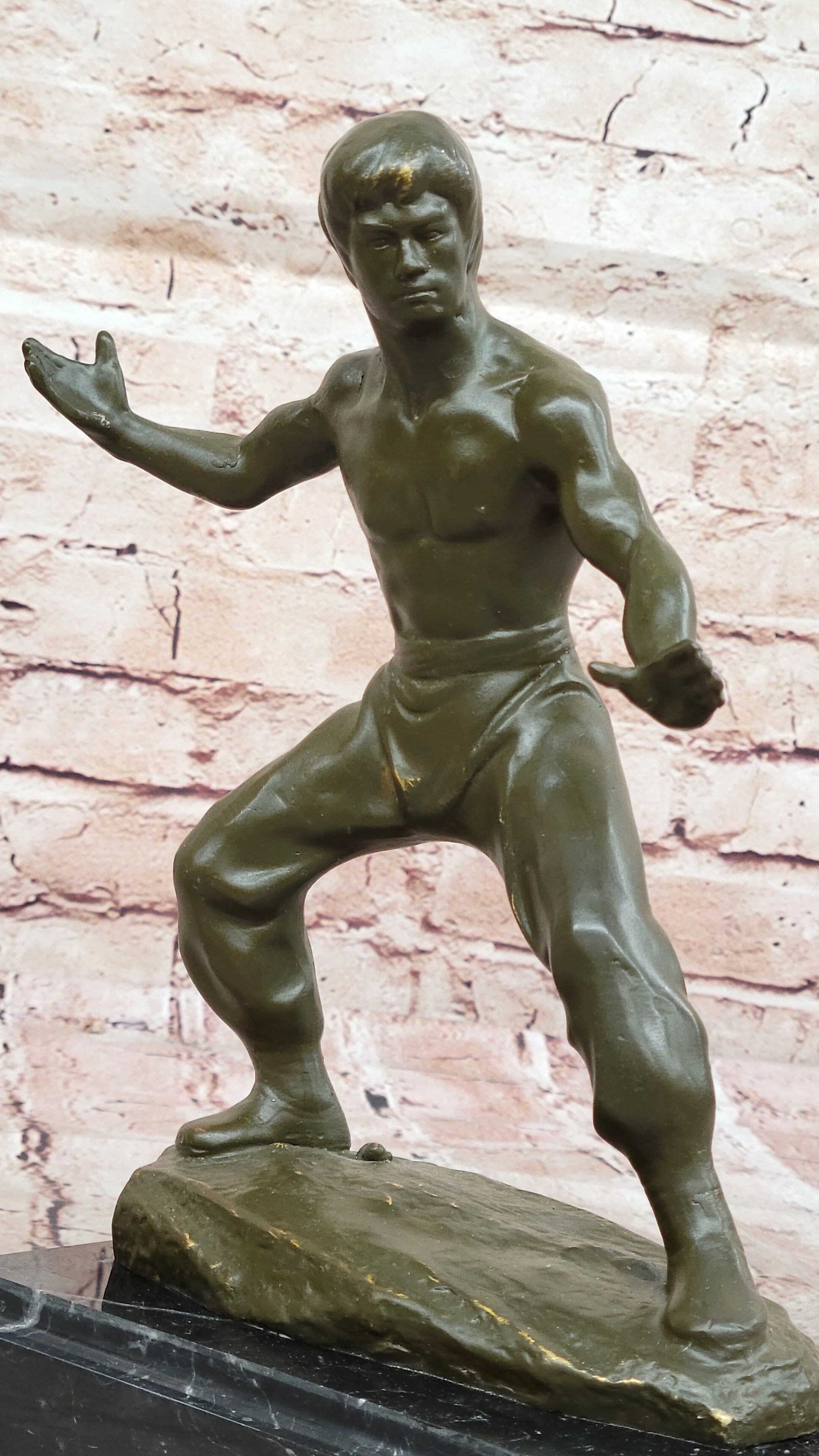Bruce Lee Martial Artist Bronze Sculpture - Kung Fu Karate Art