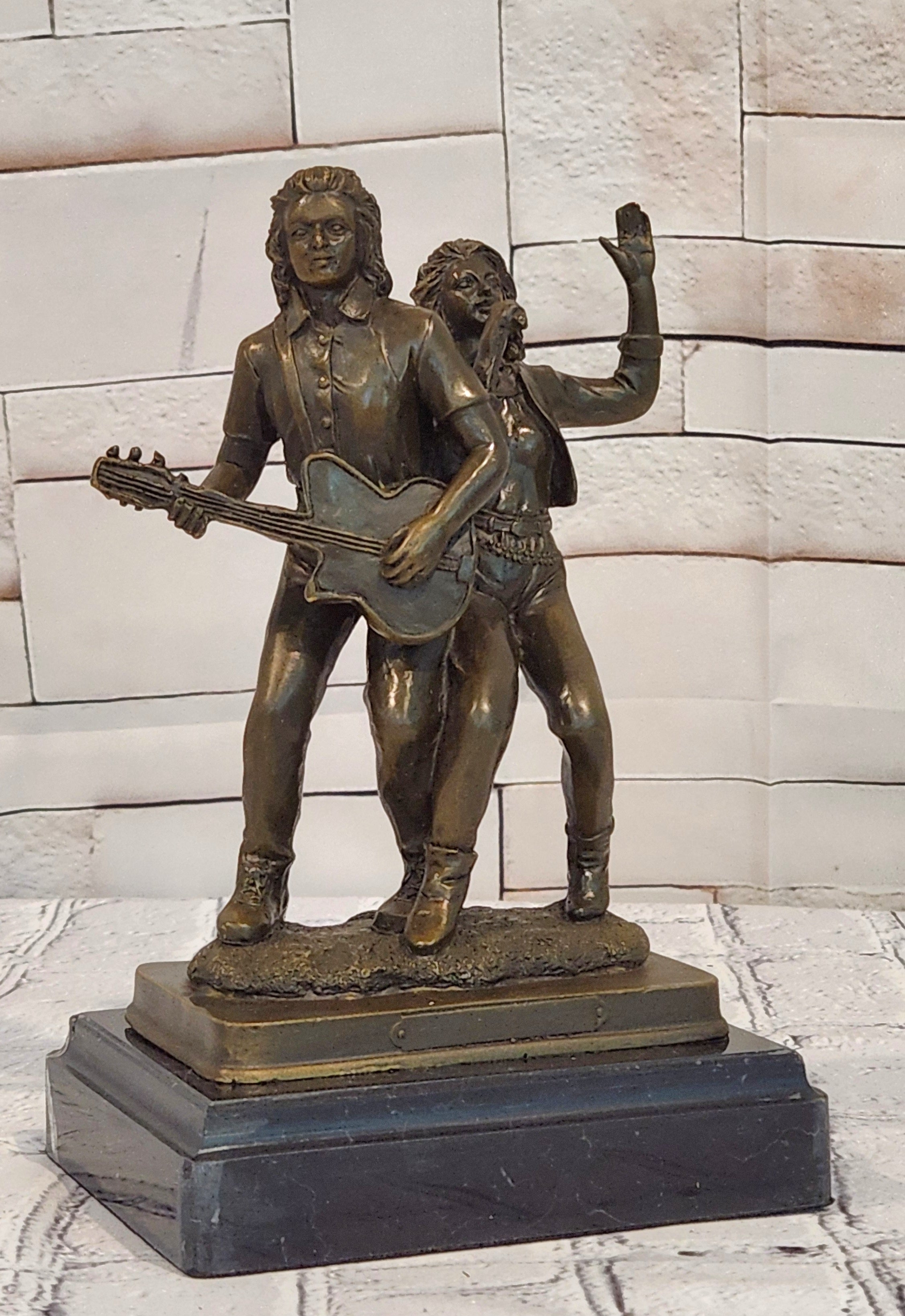 Bronze Sculpture Male Guitar Player and Female Singer by Williams Figurine