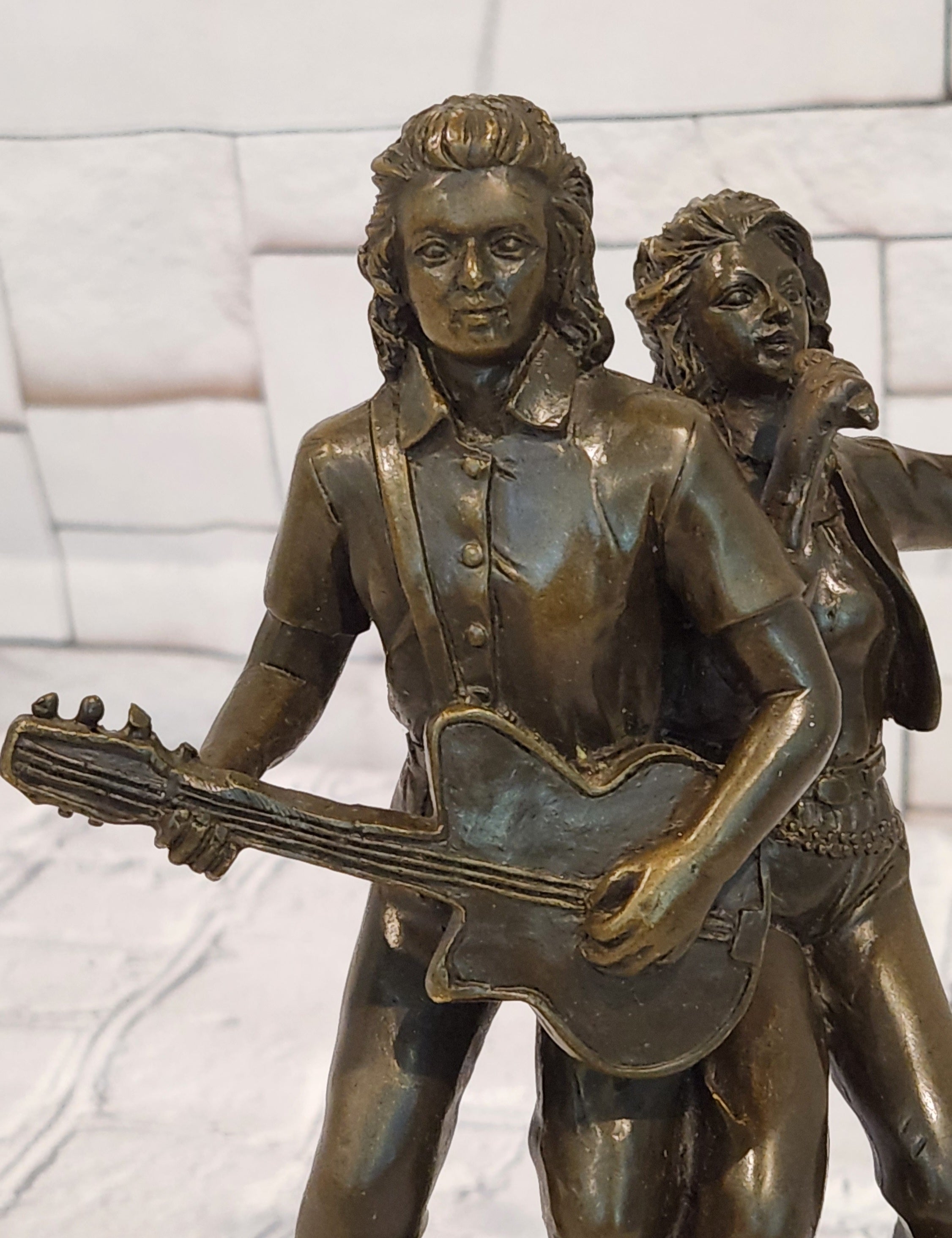 Bronze Sculpture Male Guitar Player and Female Singer by Williams Figurine