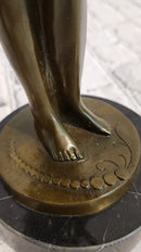 Lady Playing Violon by french Artist Jean Patoue Bronze Sculpture Statue Decor