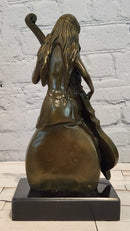 RARE REAL BRONZE SCULPTURE MUSIC CELLO PLAYING LADY FIGURINE HOT CAST DECORATION DECOR