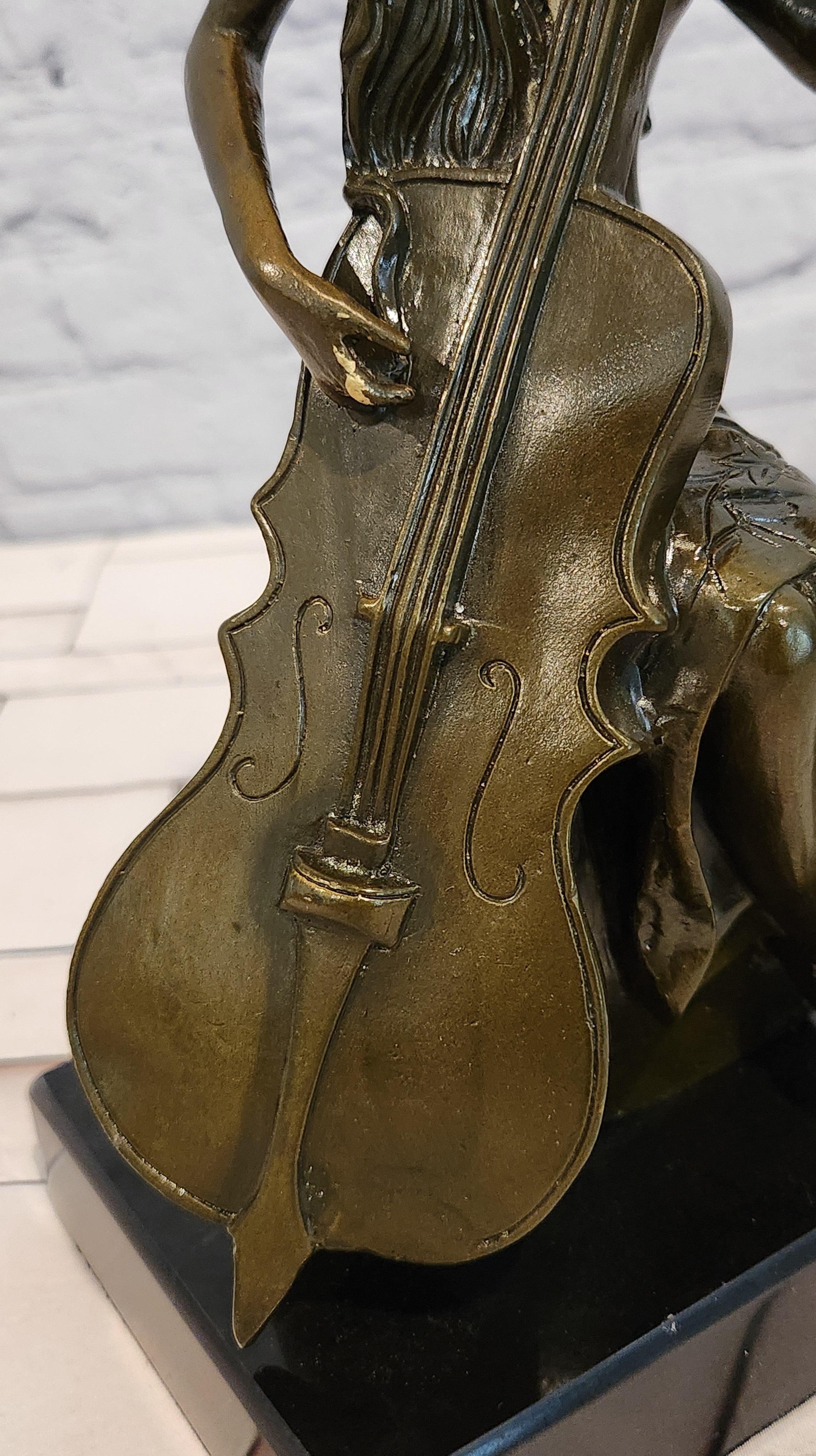 RARE REAL BRONZE SCULPTURE MUSIC CELLO PLAYING LADY FIGURINE HOT CAST DECORATION DECOR