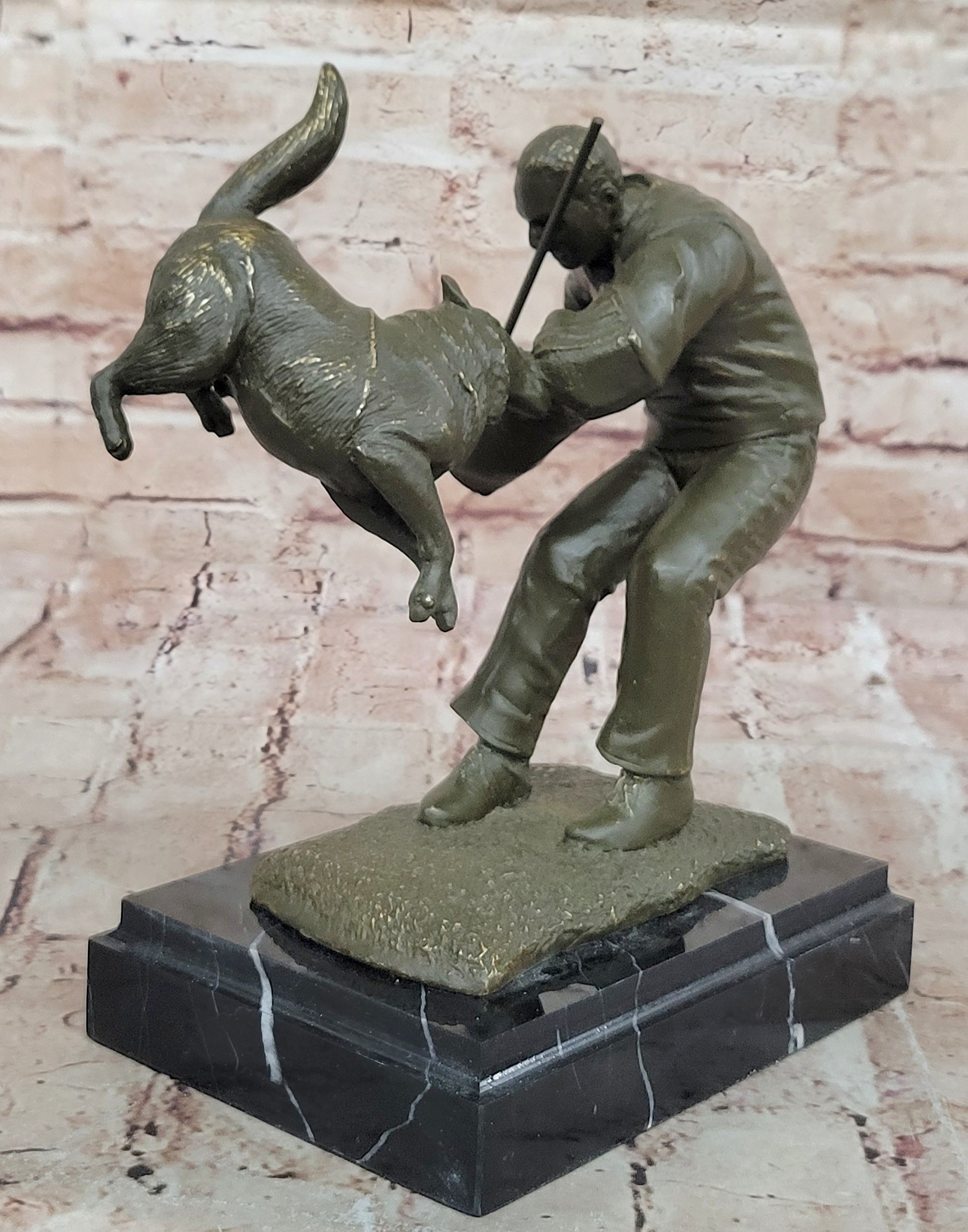 Dog Trainer with Police Dog Bronze Sculpture