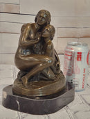 Signed Cesaro Mother and Daughter Genuine Bronze Sculpture Collectible Artwork