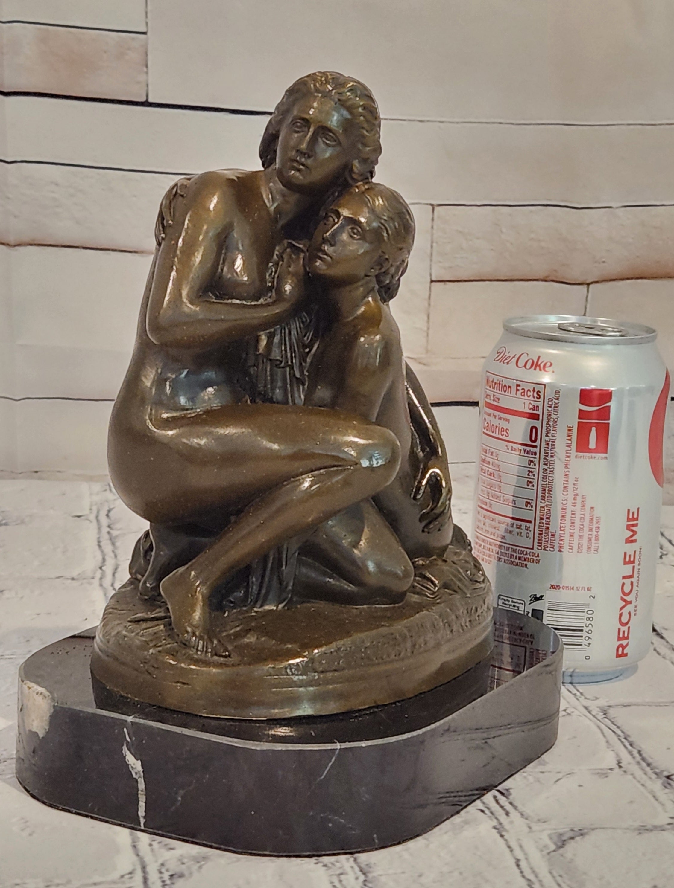 Signed Cesaro Mother and Daughter Genuine Bronze Sculpture Collectible Artwork