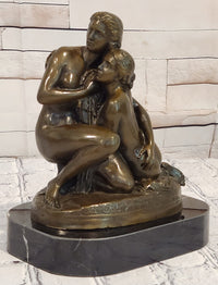 Signed Cesaro Mother and Daughter Genuine Bronze Sculpture Collectible Artwork