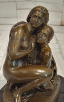 Signed Cesaro Mother and Daughter Genuine Bronze Sculpture Collectible Artwork