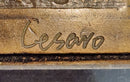 Signed Cesaro Mother and Daughter Genuine Bronze Sculpture Collectible Artwork
