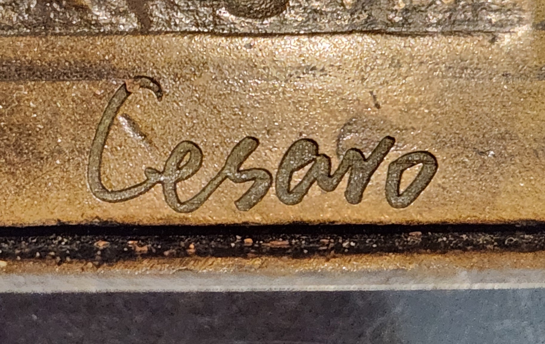 Signed Cesaro Mother and Daughter Genuine Bronze Sculpture Collectible Artwork