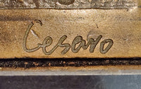 Signed Cesaro Mother and Daughter Genuine Bronze Sculpture Collectible Artwork