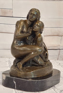 Signed Cesaro Mother and Daughter Genuine Bronze Sculpture Collectible Artwork