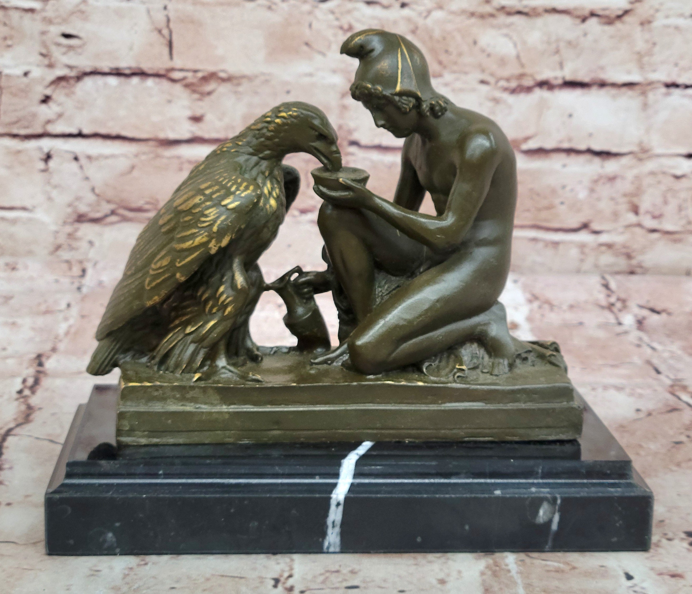 Bronze Zeus and Ganymede - Mythical Greek Sculpture