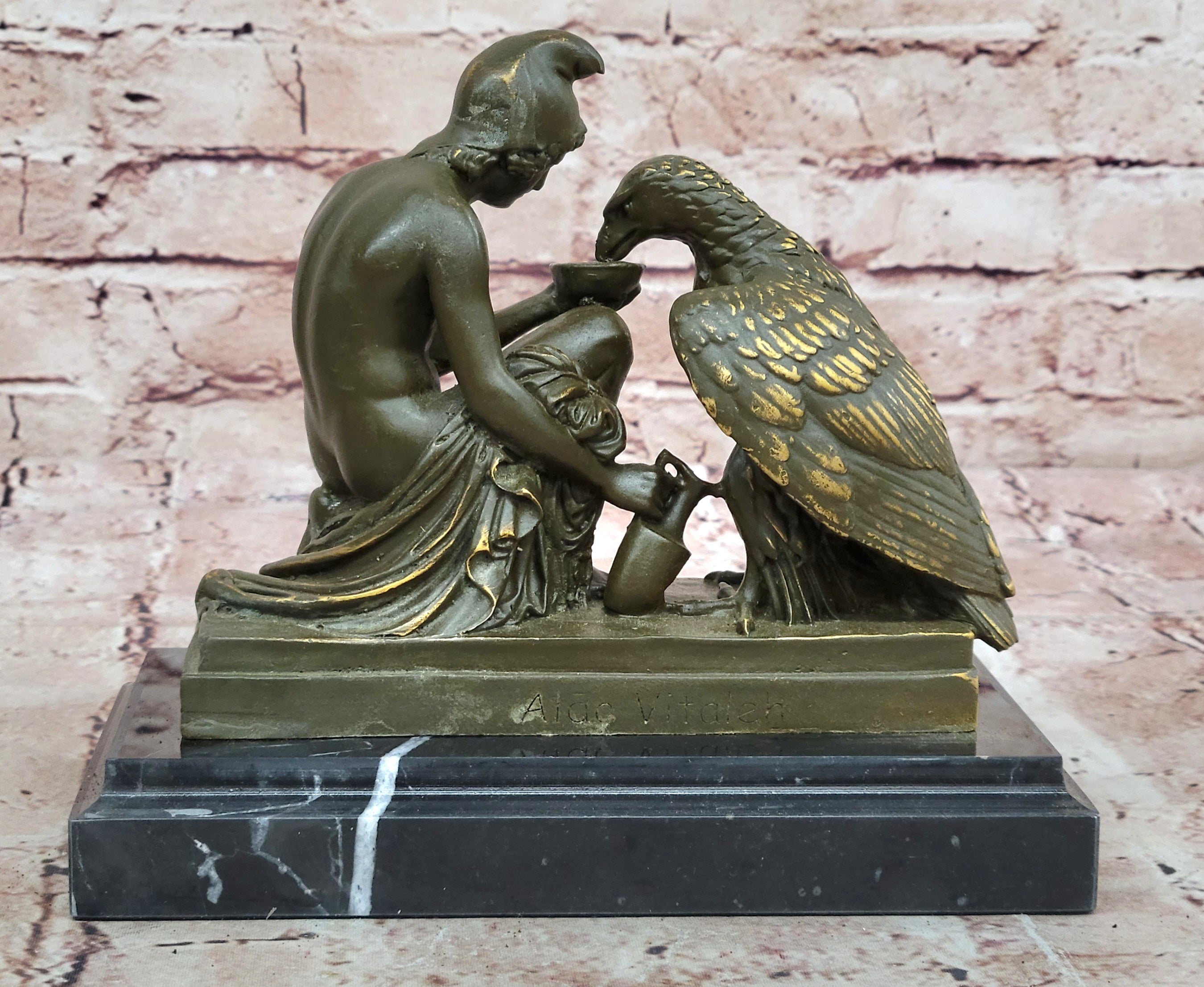 Bronze Zeus and Ganymede - Mythical Greek Sculpture