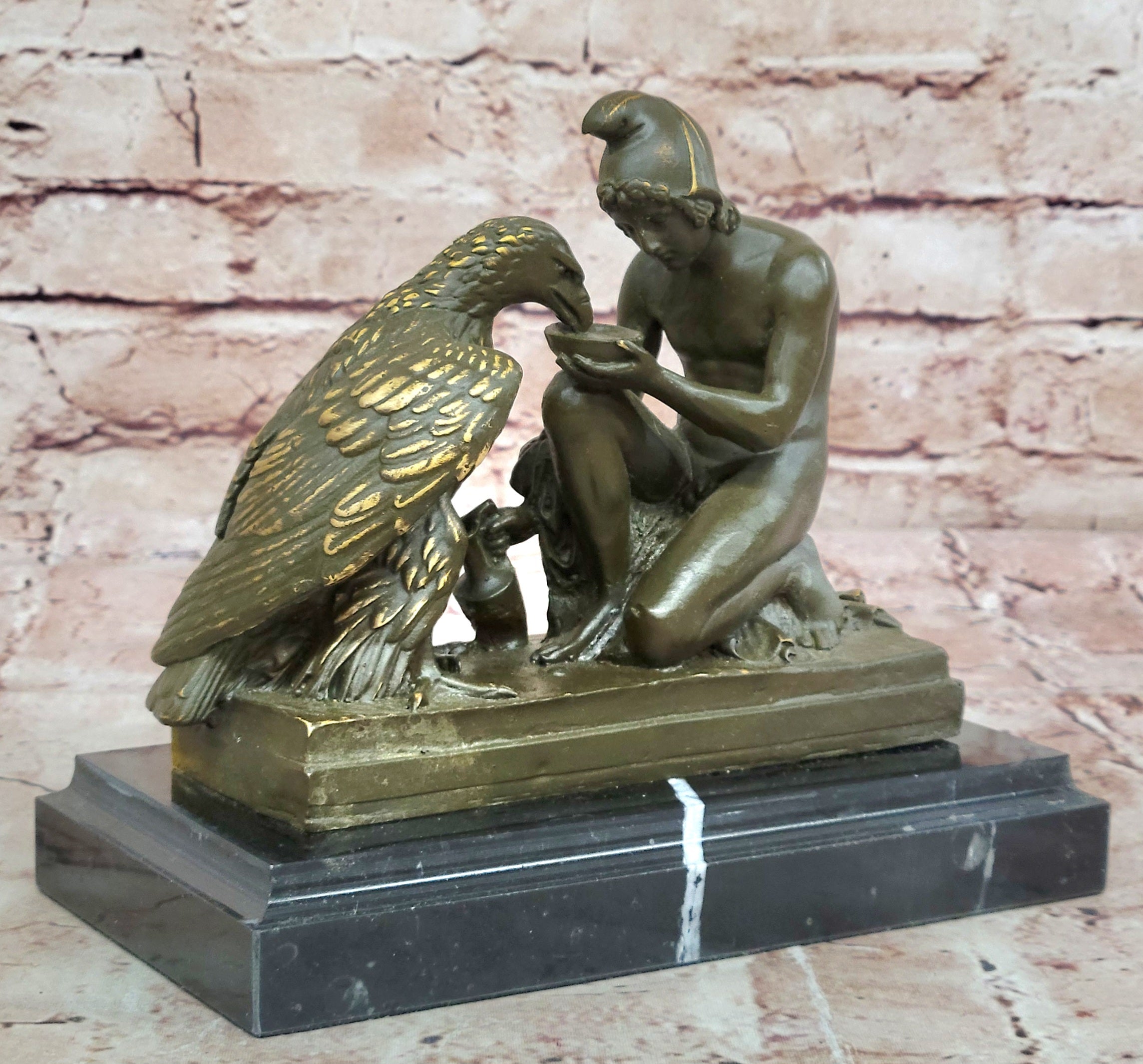 Bronze Zeus and Ganymede - Mythical Greek Sculpture
