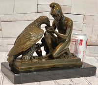Greek Mythology Statue Ganymede Watering Zeus ' Eagle by Aldo Vitaleh Bronze Sculpture