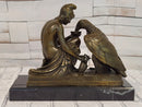Greek Mythology Statue Ganymede Watering Zeus ' Eagle by Aldo Vitaleh Bronze Sculpture