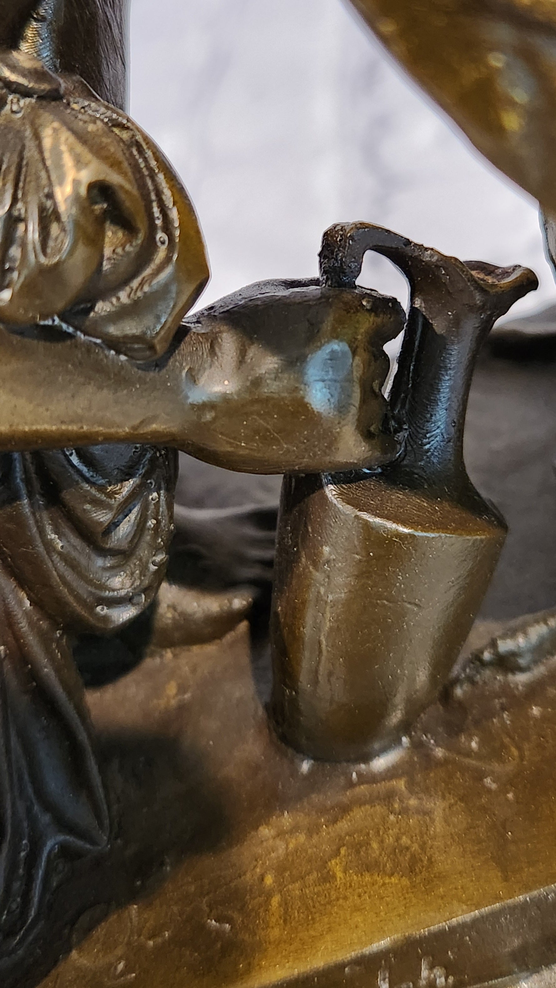 Greek Mythology Statue Ganymede Watering Zeus ' Eagle by Aldo Vitaleh Bronze Sculpture