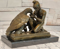 Greek Mythology Statue Ganymede Watering Zeus ' Eagle by Aldo Vitaleh Bronze Sculpture