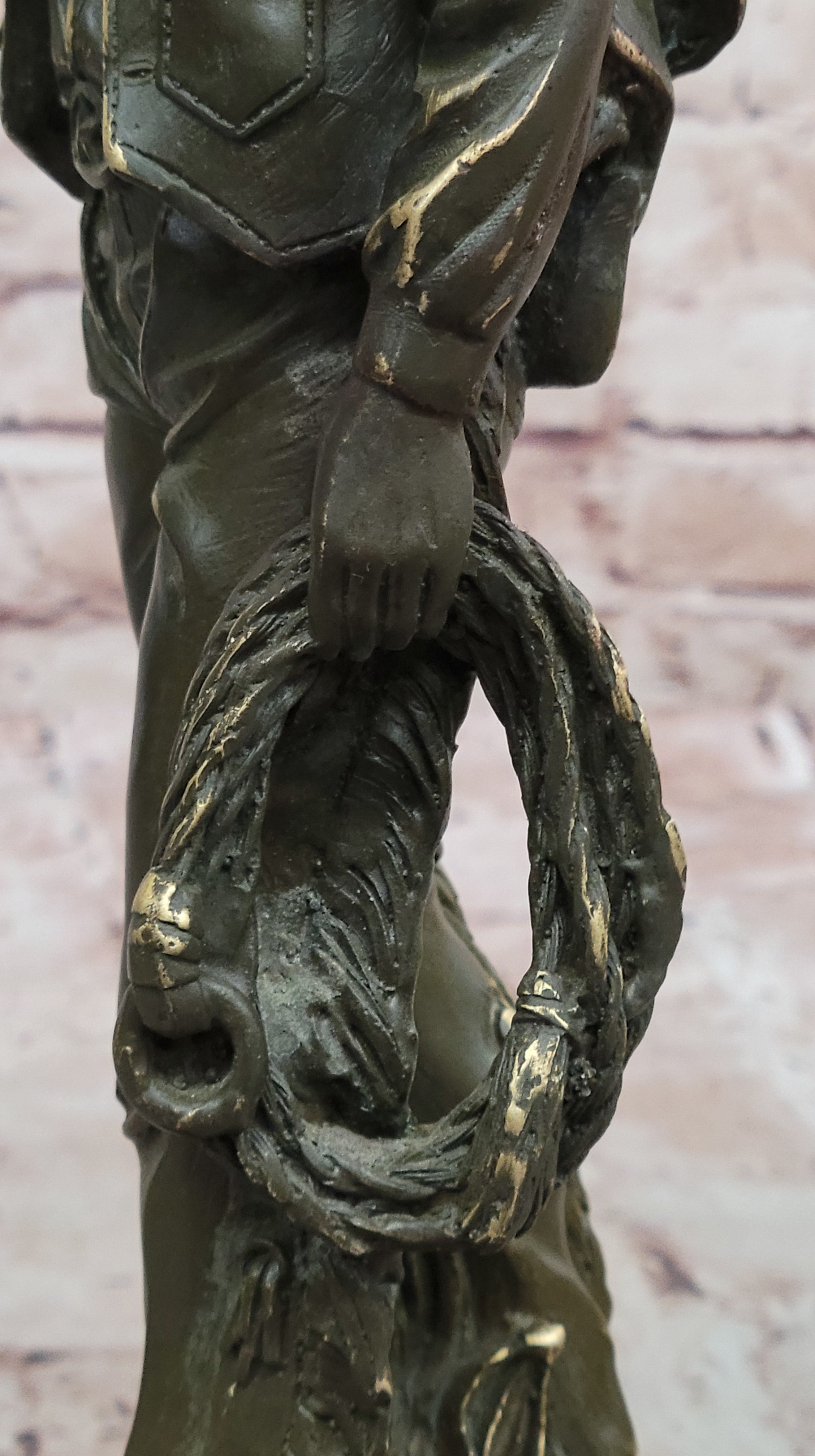Cowboy with Saddle Bronze Sculpture - Western Art