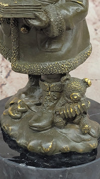 Winter Child Reading Book – Bronze with Teddy Bear