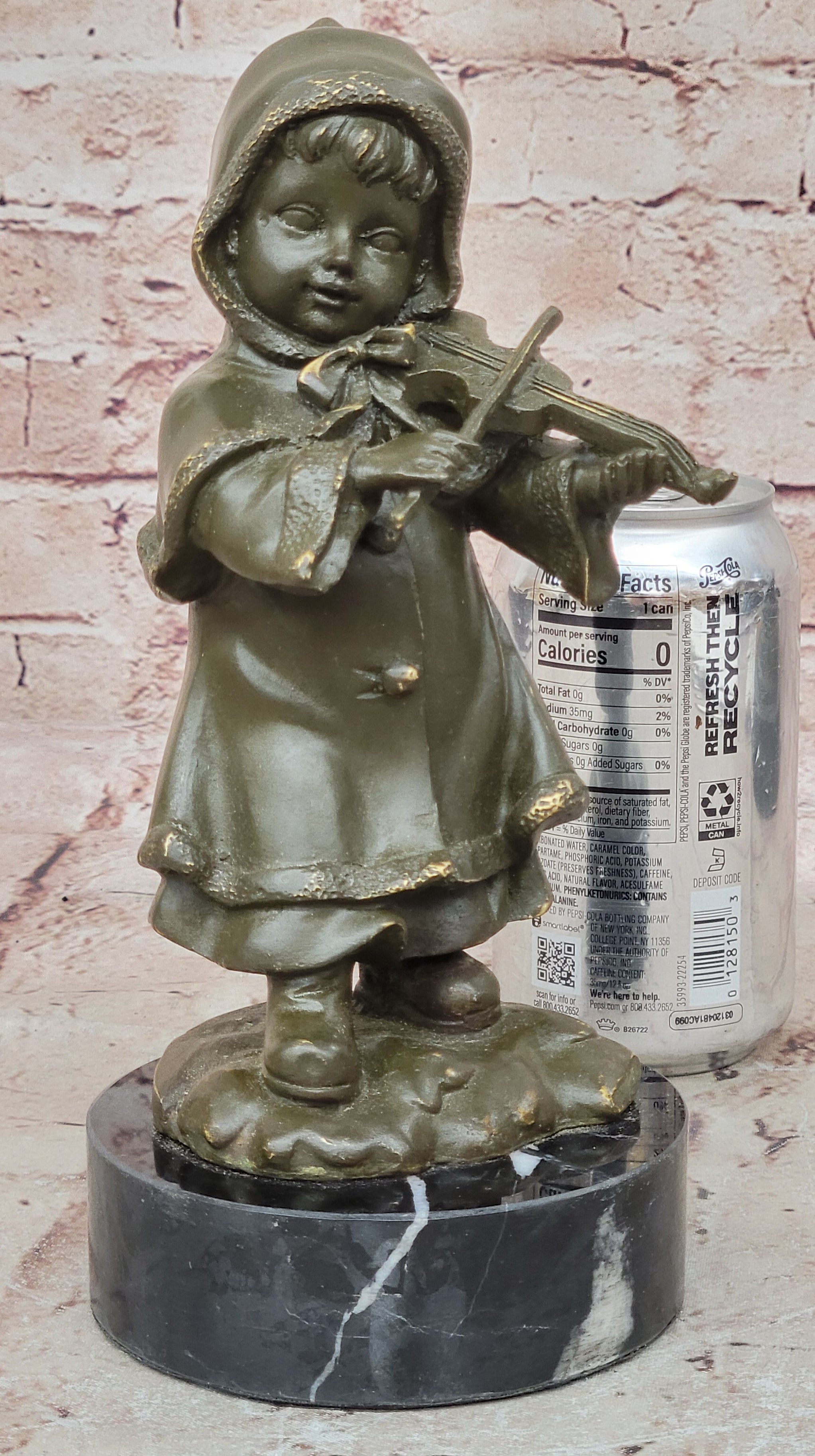 Bronze Child Violinist – Young Girl Playing Fiddle