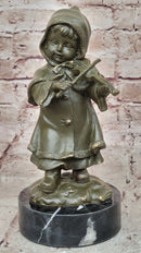 Bronze Child Violinist – Young Girl Playing Fiddle