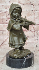 Bronze Child Violinist – Young Girl Playing Fiddle