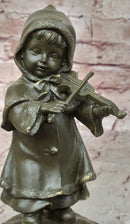 Bronze Child Violinist – Young Girl Playing Fiddle