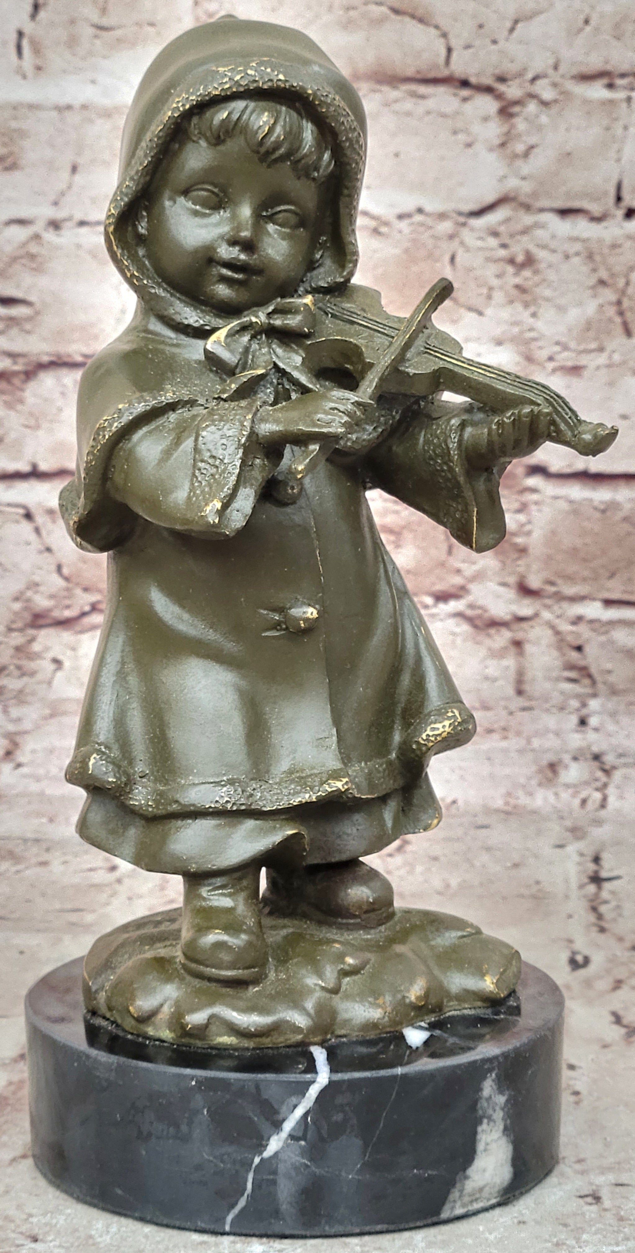 Bronze Child Violinist – Young Girl Playing Fiddle