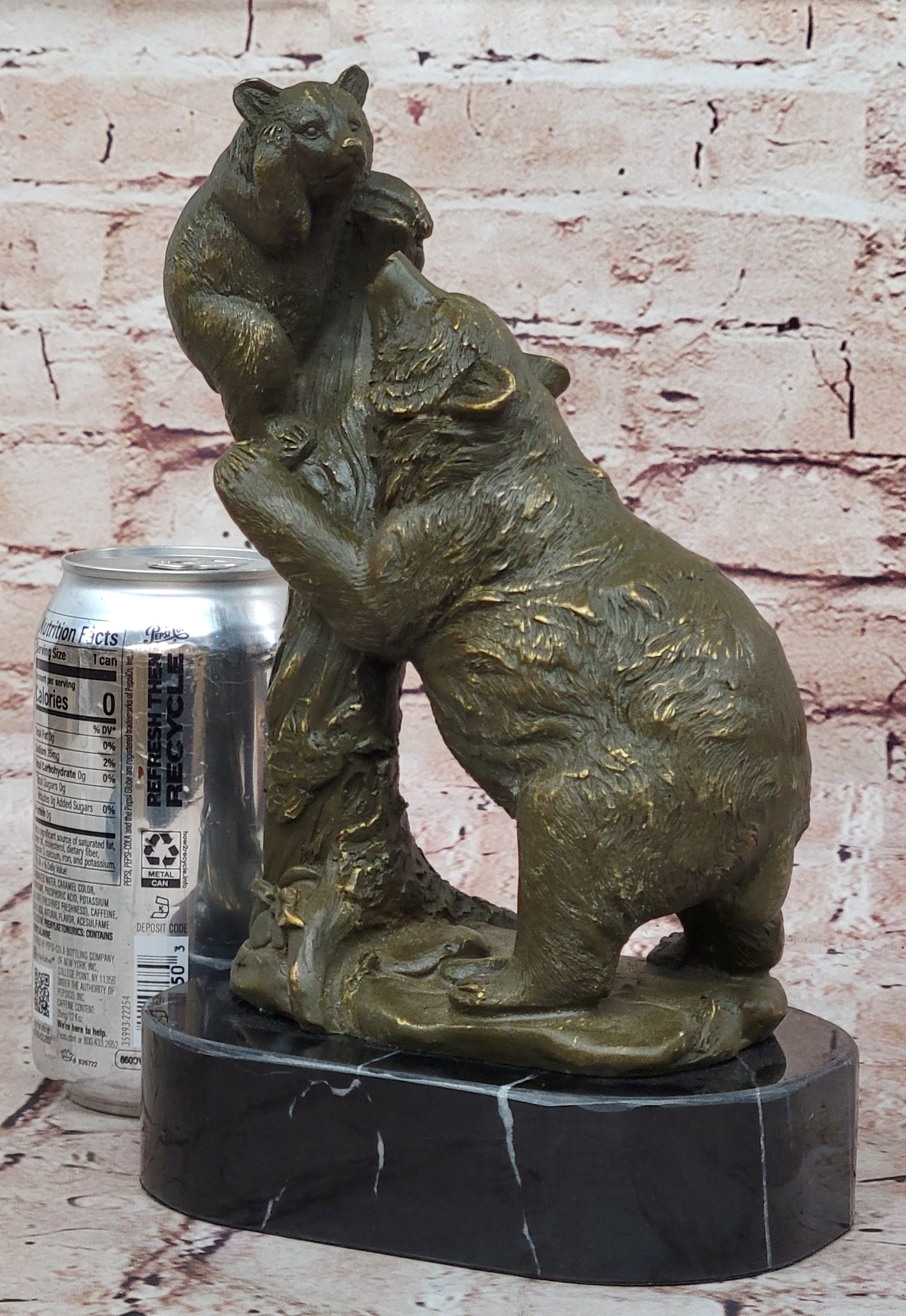 Playful Bear and Cub Bronze – Forest Wildlife