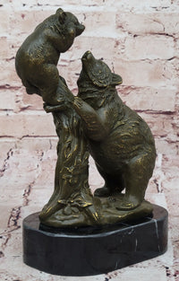 Playful Bear and Cub Bronze – Forest Wildlife