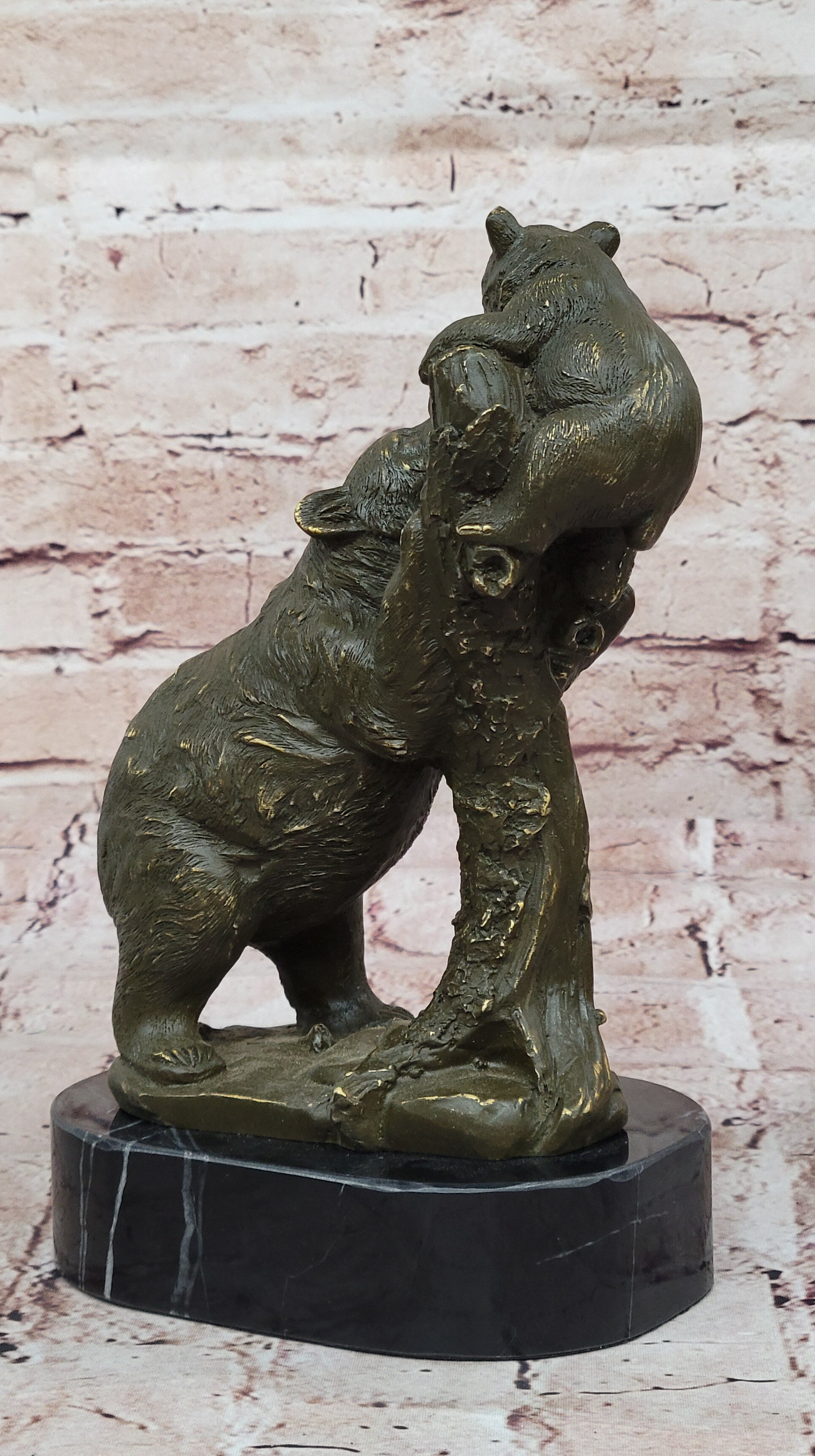 Playful Bear and Cub Bronze – Forest Wildlife