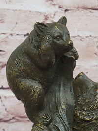 Playful Bear and Cub Bronze – Forest Wildlife
