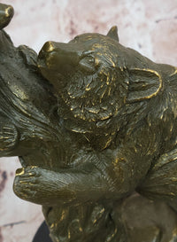 Playful Bear and Cub Bronze – Forest Wildlife
