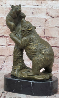 Playful Bear and Cub Bronze – Forest Wildlife