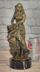 Signed Original Latin Woman Flamenco Dancer Bronze Sculpture Figurine Figure