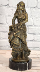 Signed Original Latin Woman Flamenco Dancer Bronze Sculpture Figurine Figure