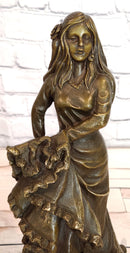 Signed Original Latin Woman Flamenco Dancer Bronze Sculpture Figurine Figure